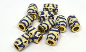 Cloisonne white/Navy  11x8mm gold 4mm hole 2 pack-findings-Beadthemup