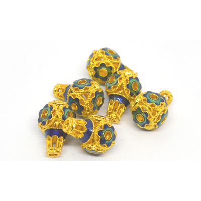 Gold plated Copper and enamel 2mm hole 15x13mm bead 2 pack