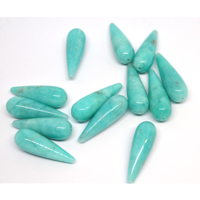 Amazonite Peru polished teardrop 10x30mm PAIR 