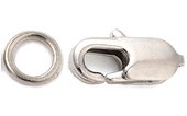 Platinum Plated Brass Clasp 14x6.5mm WITH 6mm JUMP RING 2 SETS-findings-Beadthemup