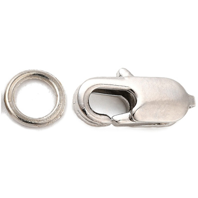 Platinum Plated Brass Clasp 14x6.5mm WITH 6mm JUMP RING 2 SETS