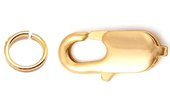 Gold Plated Brass Clasp 14x6.5mm WITH 6mm JUMP RING 2 SETS-findings-Beadthemup