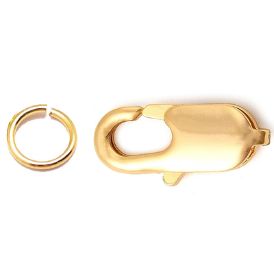 Gold Plated Brass Clasp 14x6.5mm WITH 6mm JUMP RING 2 SETS
