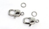 Platinum Plated Brass Clasp 16x10mm with 6mm Jump ring 2 SETS-findings-Beadthemup
