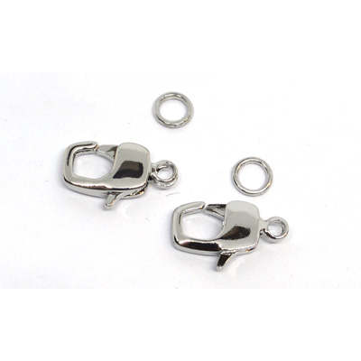 Platinum Plated Brass Clasp 16x10mm with 6mm Jump ring 2 SETS