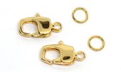 Gold Plated Brass Clasp 16x10mm with 6mm Jump ring 2 SETS-findings-Beadthemup