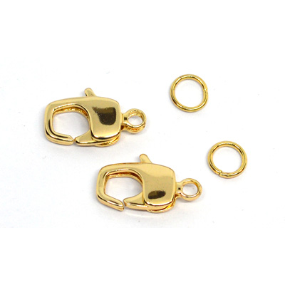 Gold Plated Brass Clasp 16x10mm with 6mm Jump ring 2 SETS