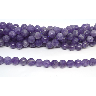 Amethyst Light polished round 14mm strand 28 beads