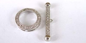 Sterling Silver Toggle CZ Clasp 15mm ring-findings-Beadthemup