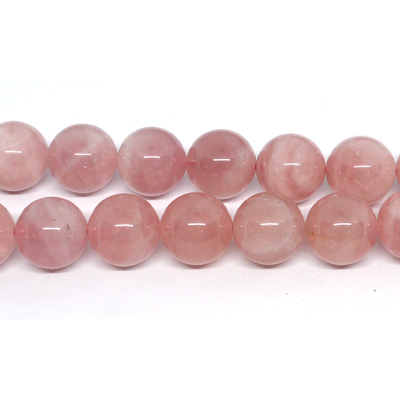 Madagascar Rose quartz polished round 16mm strand 24 beads