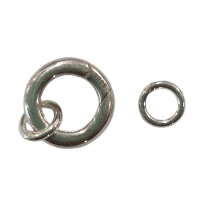 Sterling Silver 14x3mm Push Gate Clasp  with 8mm Jumprings 1 set