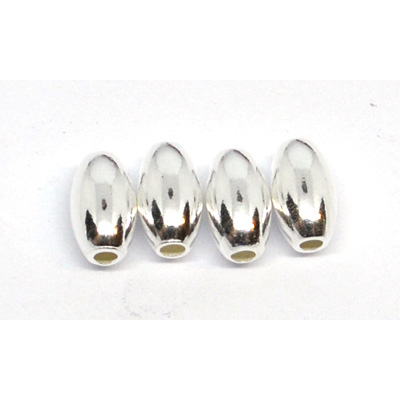 Sterling Silver oval bead 8x5mm 4 pack