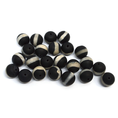 Matt agate polished 10mm white band EACH BEAD