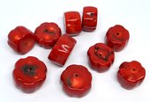Coral Red Rondel random sizes 20x14mm to 25x15mm EACH BEAD-beads incl pearls-Beadthemup