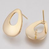 18k Gold plated Brass Stud 17x12mm 1 pair-findings-Beadthemup