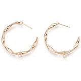18k gold plated brass twist hoop with back 34x3mm 1 pair-findings-Beadthemup