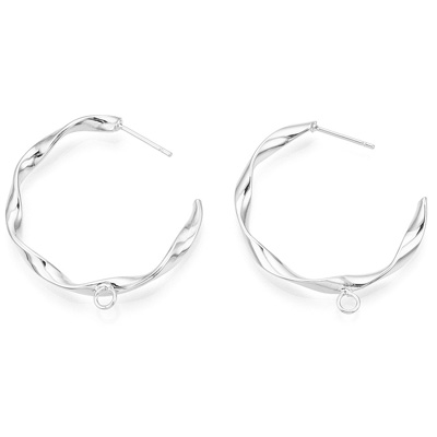 Platnum plated brass twist hoop with back 34x3mm 1 pair