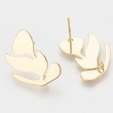 18k gold plated Brass Flower stud with Back 21x15mm 1 pair-findings-Beadthemup