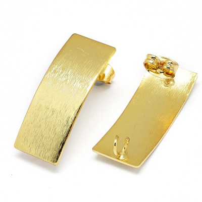 18k gold plated rectangle stud with back 25x10mm 1 pair