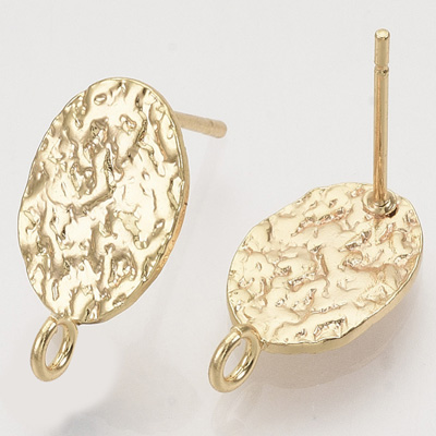 18k gold plated oval stud with back 16x8.5mm 1 pair