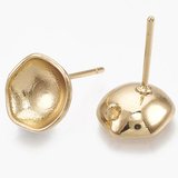 18k gold plated round cup stud with back 9.5mm 1 pair-findings-Beadthemup