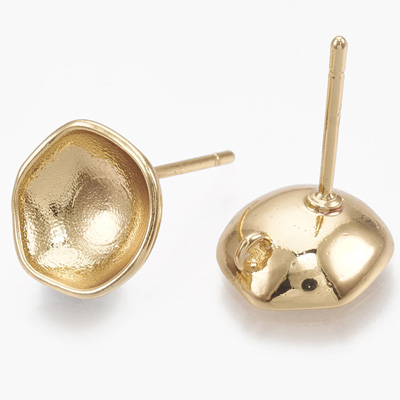 18k gold plated round cup stud with back 9.5mm 1 pair