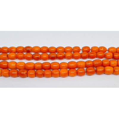 Coral Orange Barrel Approx 9x7.5mm  strand 43 beads