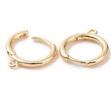 18k Gold plated brass huggie hoop with ring 1.65x2mm 2 pair-findings-Beadthemup