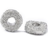 Platinum plated brass bumpy saucer 6x2mm  bead 6 pack-findings-Beadthemup