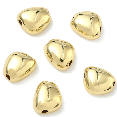 18k Gold plated brass irregular bead 10.5x9mm  bead 4 pack