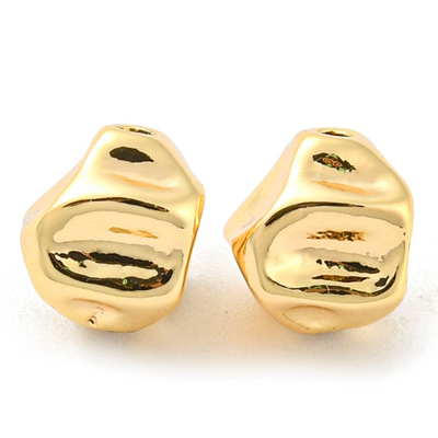 18k Gold plated brass nugget bead 6x6mm 2 pack
