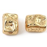 18k Gold plated Brass hammered rectangle 6.5x5.5mm 4 pack-findings-Beadthemup