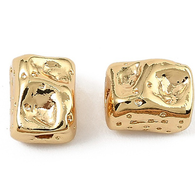 18k Gold plated Brass hammered rectangle 6.5x5.5mm 4 pack