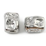 Platinum Plated Brass hammered rectangle 6.5x5.5mm 4 pack-findings-Beadthemup