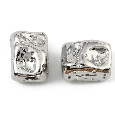 Platinum Plated Brass hammered rectangle 6.5x5.5mm 4 pack