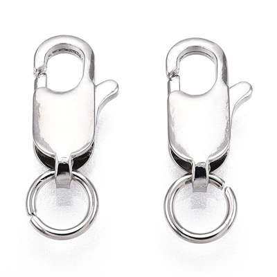 Platinum plated Brass lobster Clasp 12x6mm 4 pack