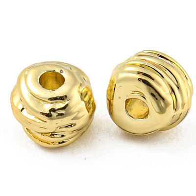 Gold colour plated Alloy Bee Hive Rondel 5x6mm 10 pack