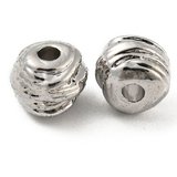 Platinum colour plated Alloy Bee Hive Rondel 5x6mm 10 pack-findings-Beadthemup