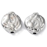 Platinum colour plated Alloy flat round 12x11mm 10 pack-findings-Beadthemup