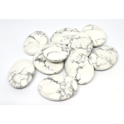 Howlite Faceted Oval 40x30mm EACH BEAD