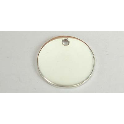 Sterling Silver Pendant Round 20mm high polish dis