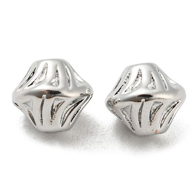 Platinum plated brass twist bicone7x6mm bead 4 pack
