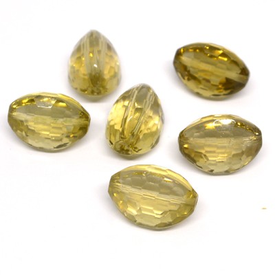 Lemon Quartz Faceted 3 Sided Olive 12x17mm EACH BEAD