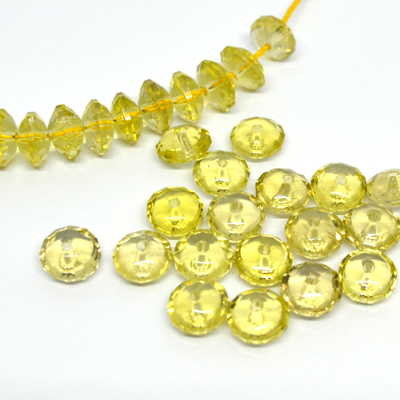 Lemon Quartz Faceted Saucer 9x5mm EACH BEAD