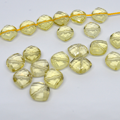 Lemon Quartz Faceted Side drill diamond 10x12mm EACH BEAD