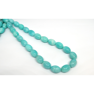 Peruvian Amazonite polished olive 12x17mm strand 24 beads