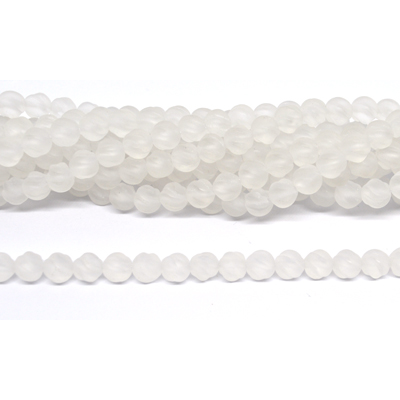 Matte Clear Quartz Carved round 6mm Strand 66 beads