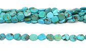 Turquoise Stabalized irregular flat disc 12mm strand approx 36 beads-beads incl pearls-Beadthemup
