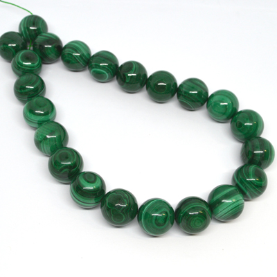Malachite polished round 18mm strand 22 beads
