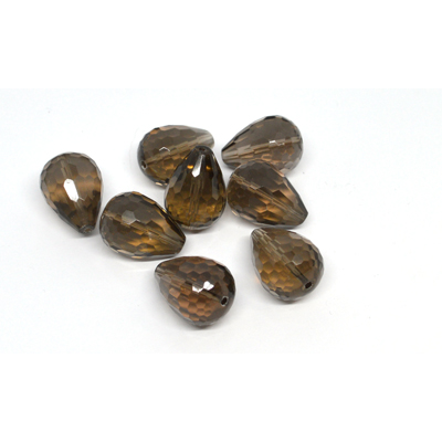 Smokey Quartz Faceted Teadrop 14x19mm Per Pair